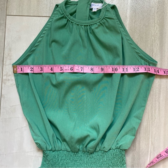 NWT Pleat. Wells Jade Green High Neck Sleeveless Dress Layered Skirt, girls 7 - Picture 11 of 13